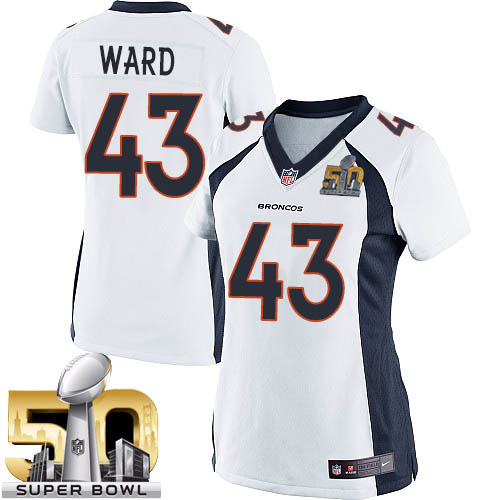 Women's Limited T.J. Ward Super Bowl L Nike Jersey White Road - #43 NFL Denver Broncos